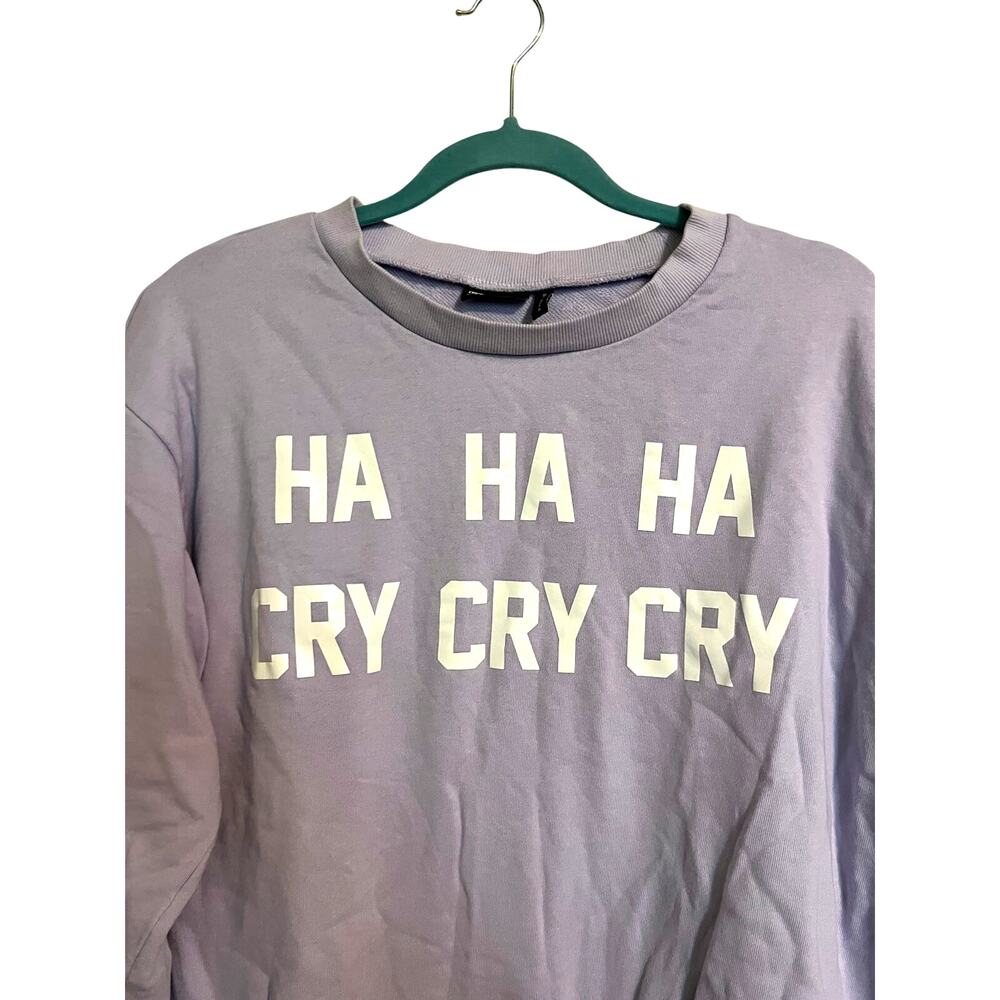 Ha Cry Graphic Lavender Sweatshirt